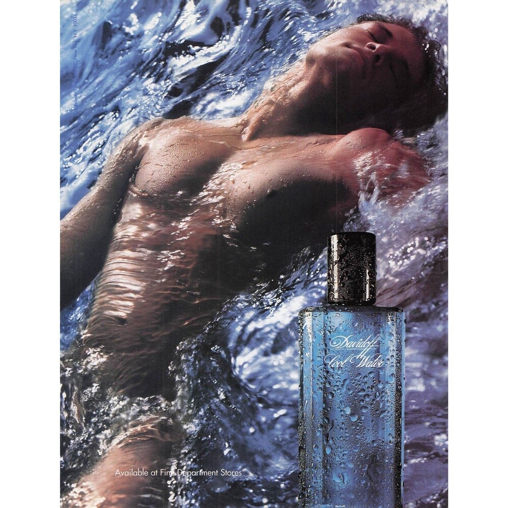 2002 Vintage Davidoff Cool Water Fragrance Wet gay interest hot sexy male Model